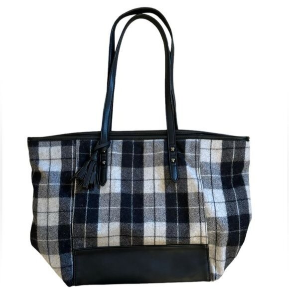 Danielle Nicole Hudson Tote Bag in Black and White Plaid EUC - Picture 8 of 15